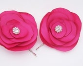 hot pink bobby pin with rhinestone- set of 2