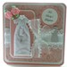 Handmade Baptism Card Pink with Christening Dress & Roses