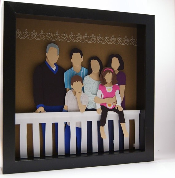 Family portrait - 9"x9" CUSTOM cut paper