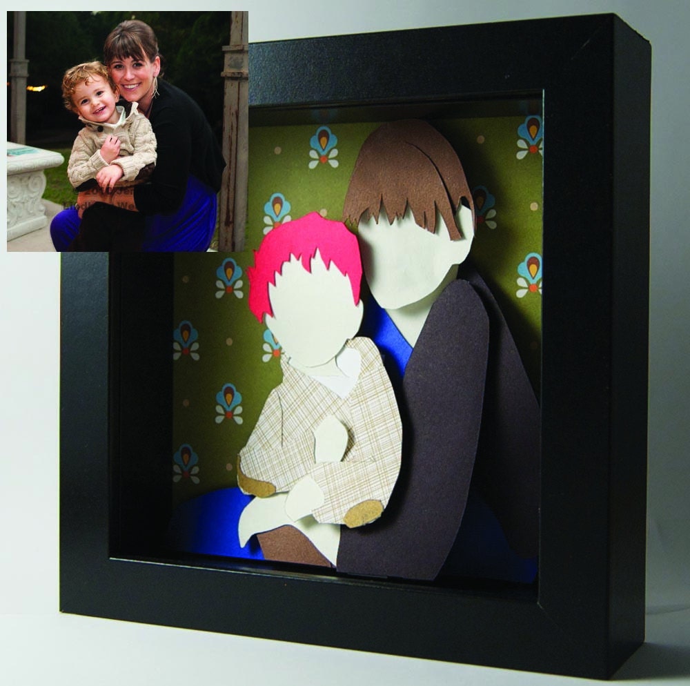 Family portrait - 9"x9" CUSTOM cut paper