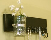 Jewelry Key Holder Espresso Jewelry Earring Holder Rack Organizer Wall Vase Mason Jar Earrings Necklace Key Holder Necklace Holder