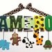 Zoo Animal Name Sign (7 Letters) - Custom Hand Painted Wood Letters on a Personalized Wall Hanging for Nursery or Child's Bedroom