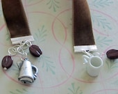 Ribbon Bookmark, Coffee, Velvet, Choose Your Ribbon Color