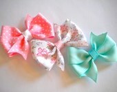 Pinwheel Hair Bows - Pink, White, Light Blue