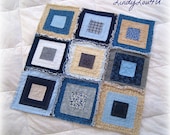 Pet Blanket Rag Quilt Home Decor Pet Lover Gladdy Tatty Original Blue Gray & Beige Tones