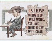 Speechless - Nothing To Say - Elegant Manuscript - Talk About Writing - VTG PC Circa 1911