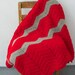 Red and Grey Chevron Afghan