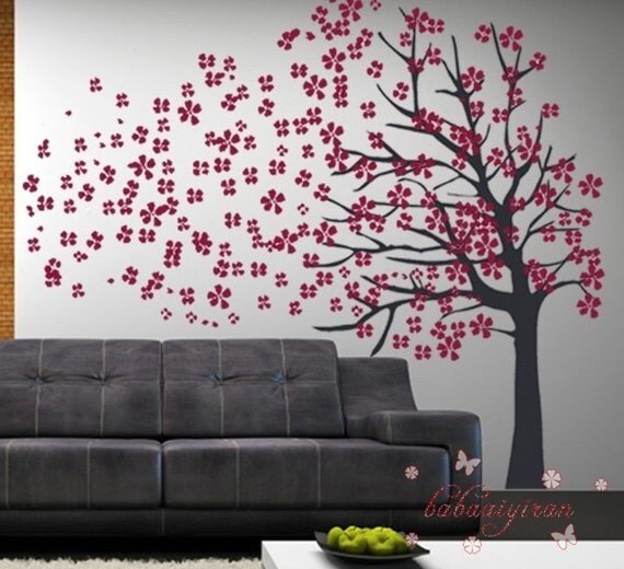 new design cherry tree flowers vinyl wall decals stickers modern art