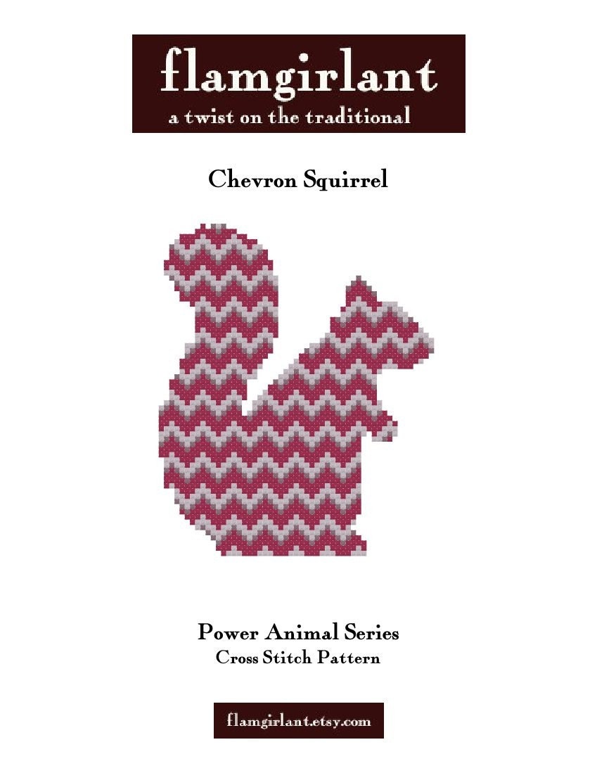 Power Animal: Chevron Squirrel Cross Stitch Pattern