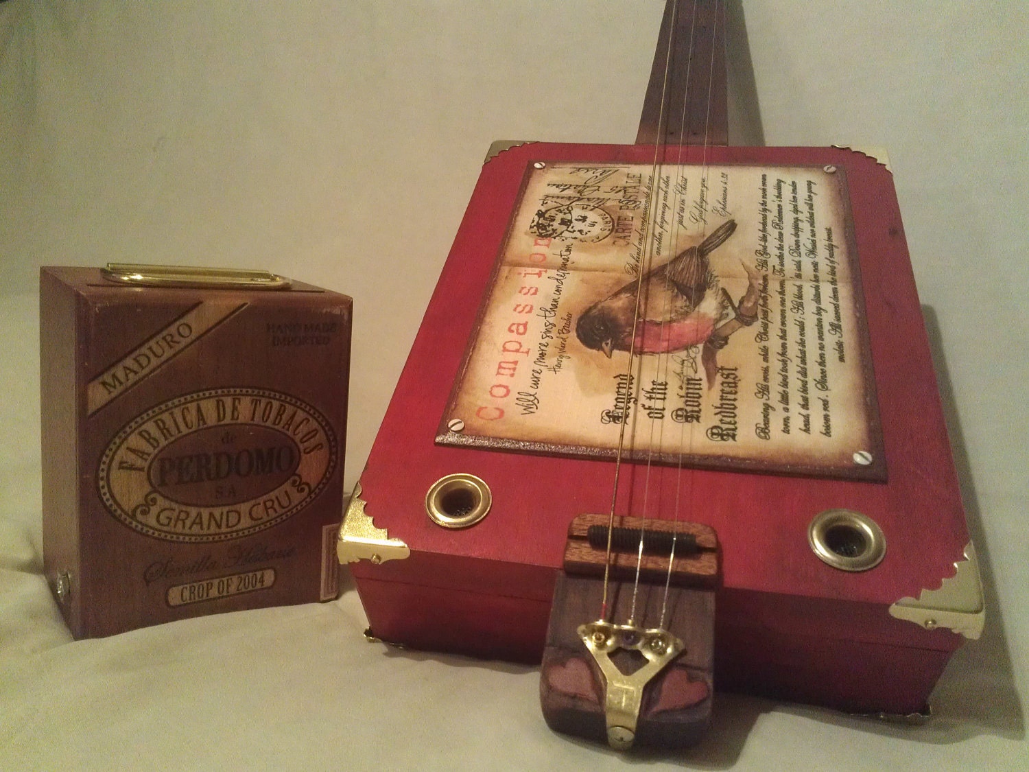 Custom Cigar Box Guitar (3 OR 4 string, fretless, electric, blues, slide guitar)