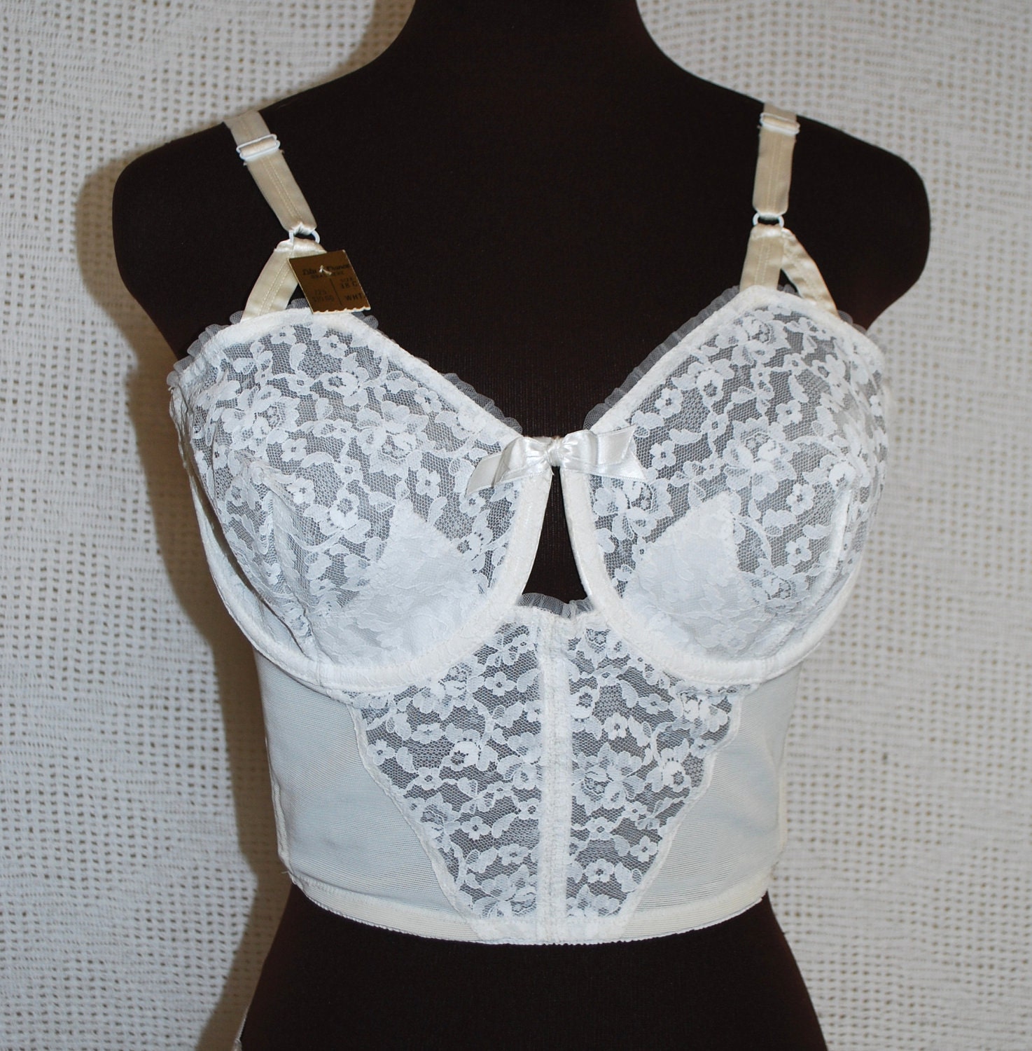 1960s Long Line Bra Lily Of France White Lace By IntimateRetreat