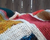 COLORFUL  Crocheted Lapghan Handspun Yarns