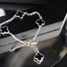 Black and Silver Four Leaf Clover Enamel Flower Bracelet - Free Shipping