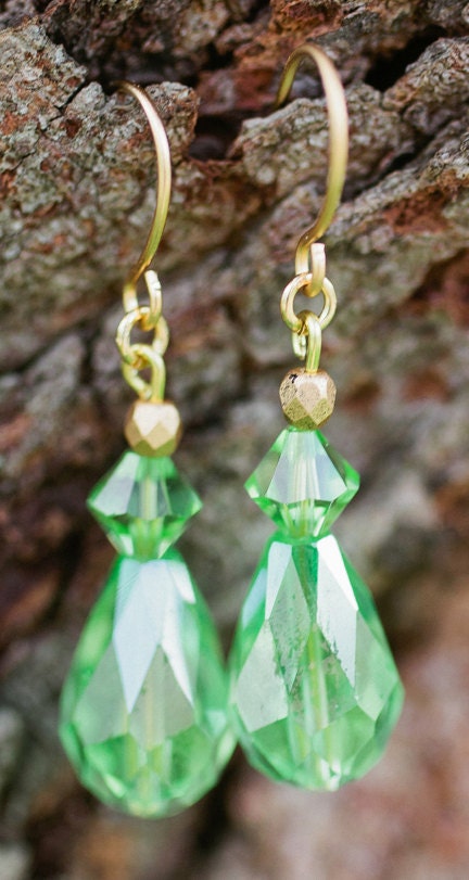 translucent green drop earrings
