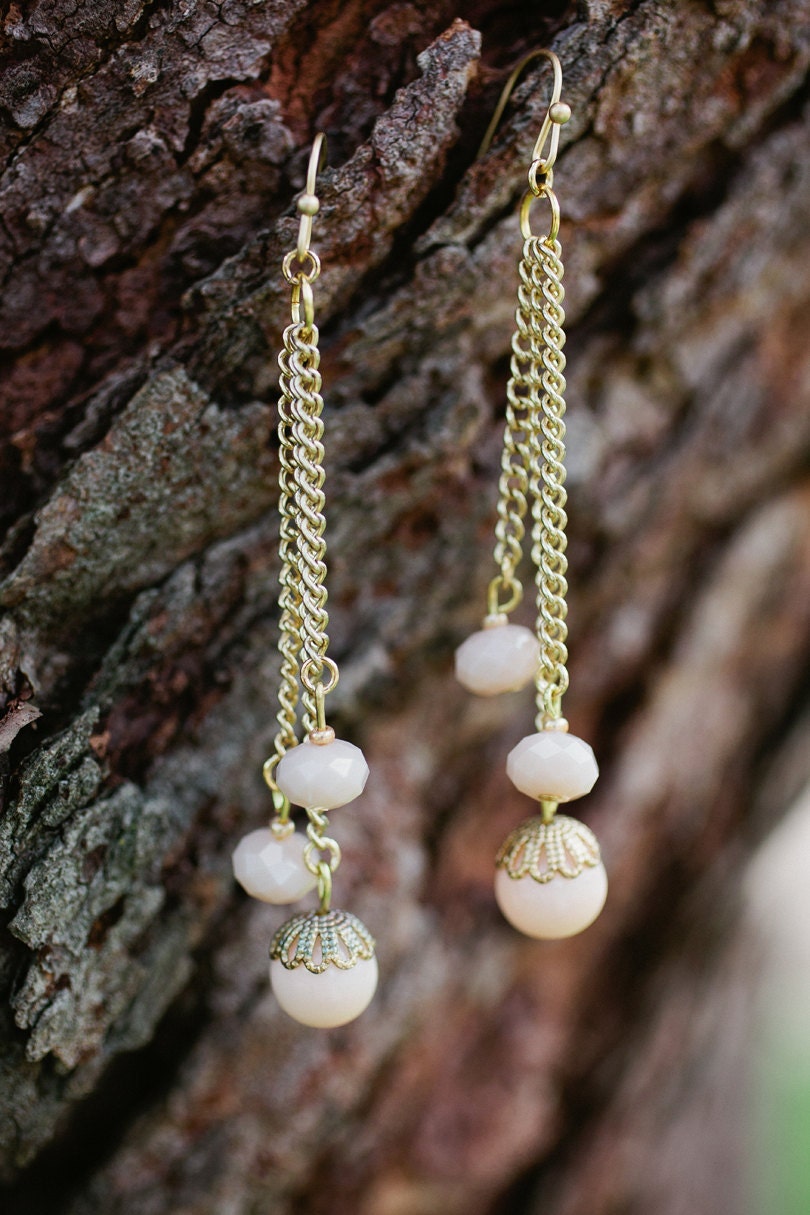peachy trio drop earrings