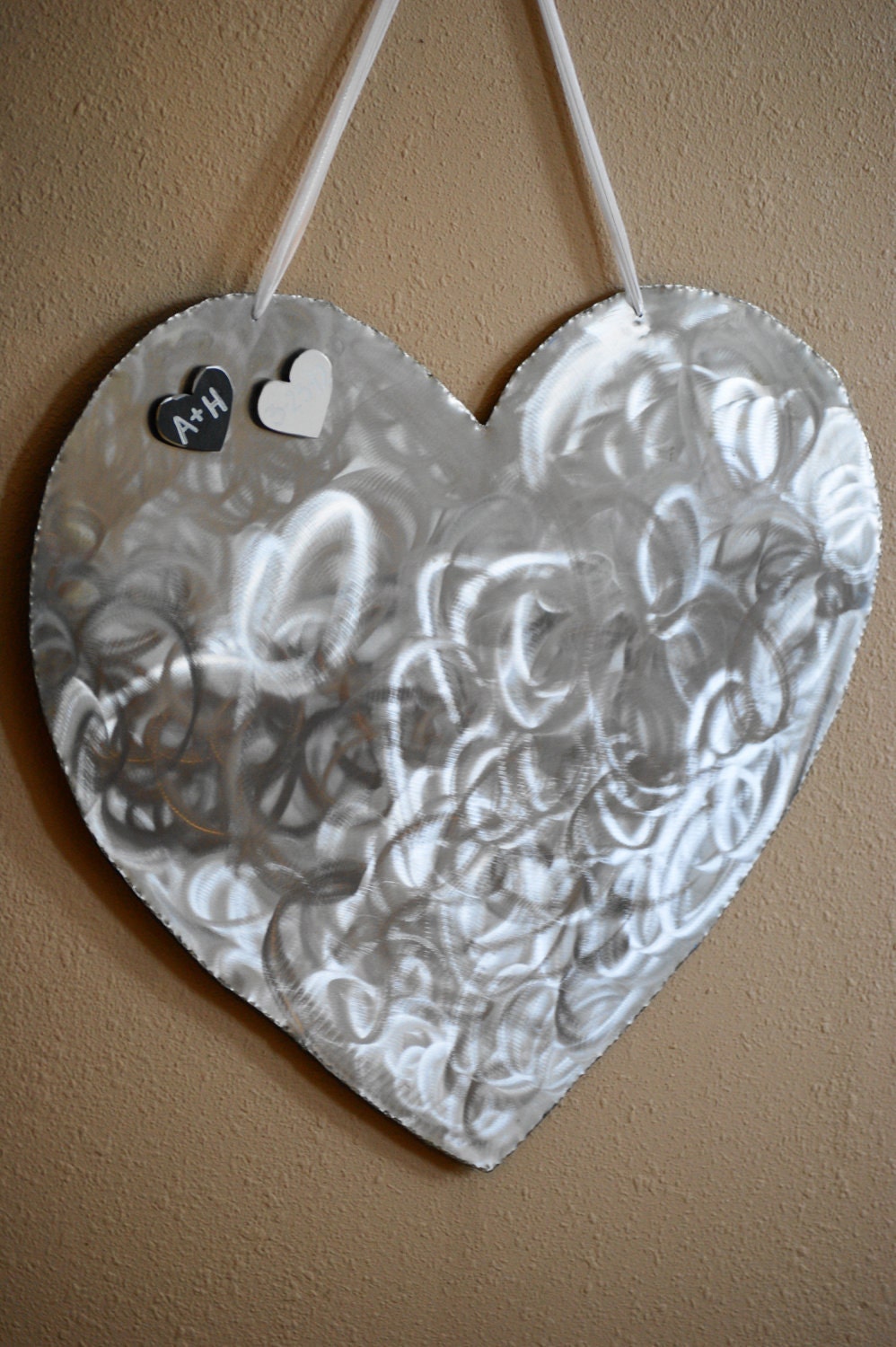 Metal Heart Wedding Guest Book Alternative