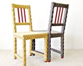 2 Bride & Groom Chairs, Rustic Shabby Chic Wedding, Upcycled Furniture, Crochet Decor, Eco-Friendly Fiber Art by Knits for Life