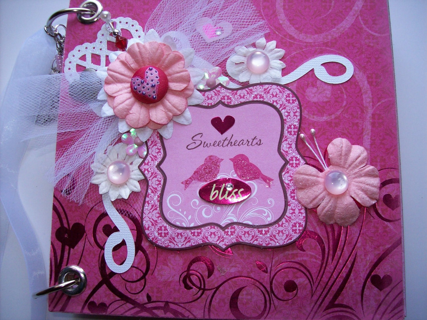 Chipboard Scrapbook Mini Album Sweethearts Bliss Pink PREMADE