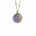 Felt Necklace Pendant In the sky blue gold rosa silk OOAK