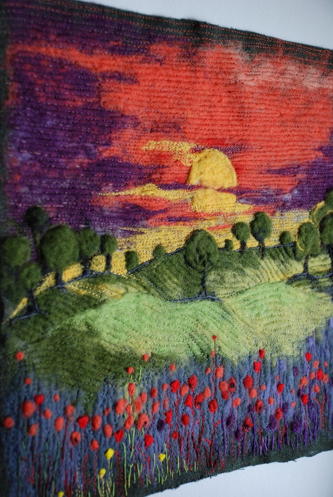 Sunset - needle felted art