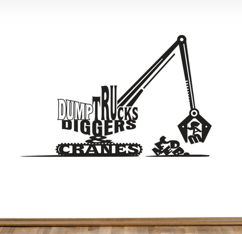 Personalized Dump Trucks Diggers & Cranes Wall Decal for a little boys room
