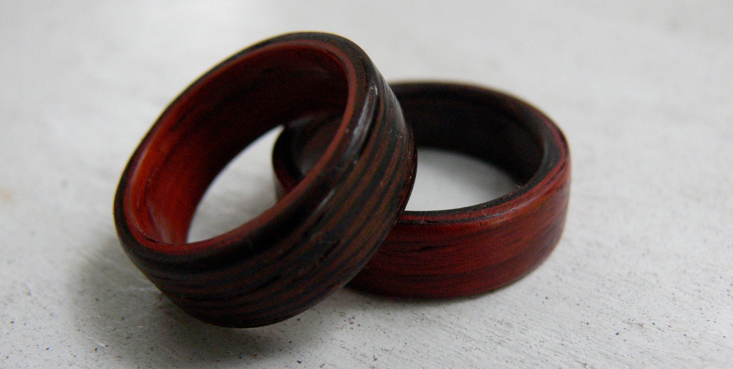 Wenge and Padauk Matched Set Bent Wood Rings