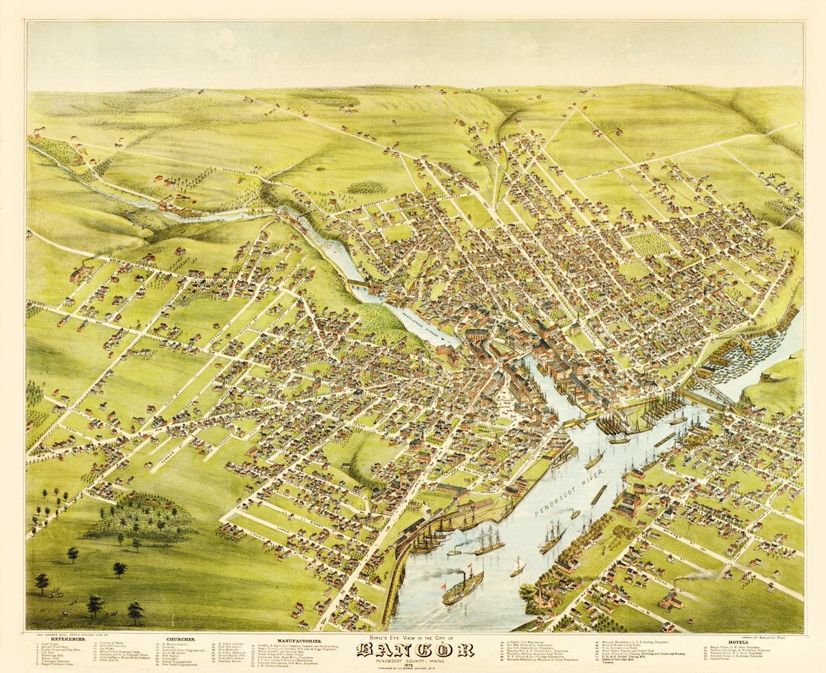 Birds eye view map, Panoramic map, Birds eye view