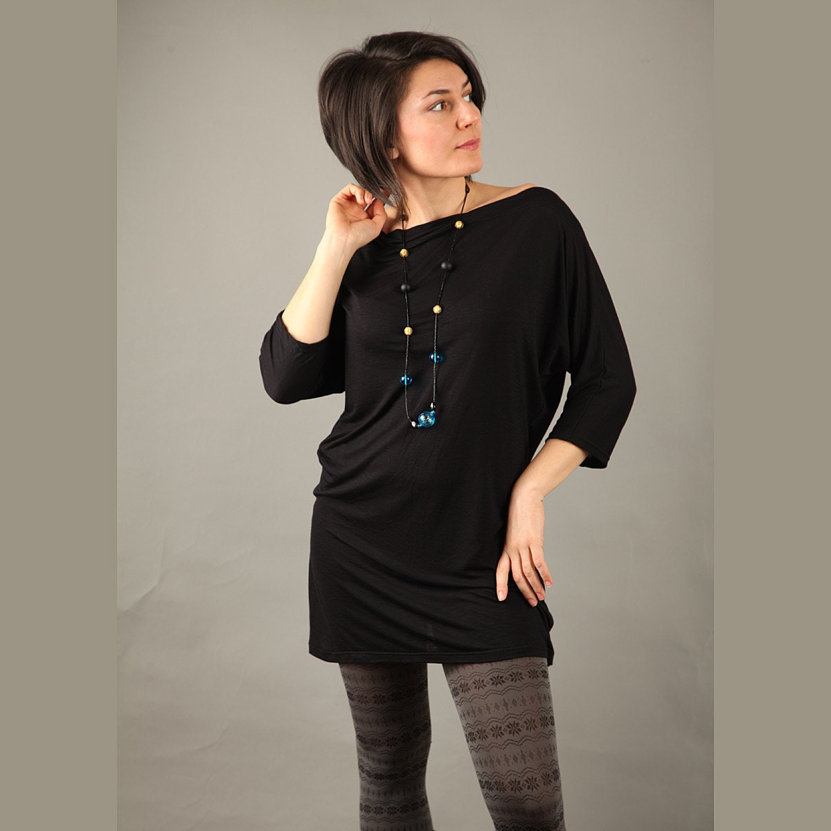 RADA Black simple blouse with 3/4 sleeves
