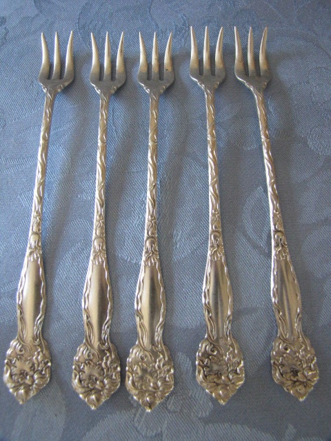 Antique Oyster Forks Elliott Supply Co. 1935 Silverplate Five