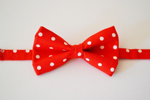Bright Red Polka Dot Adjustable Bowtie