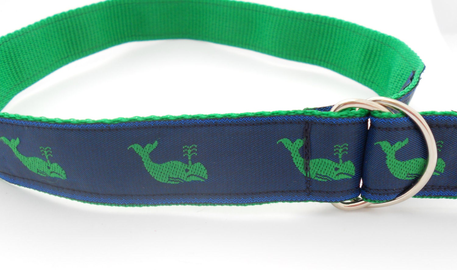Preppy Boys Belt - Navy and Green Whales