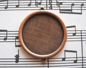 Large Circle Frame Pendant with 2 Rings - Antique Copper - Resin Collage Frame
