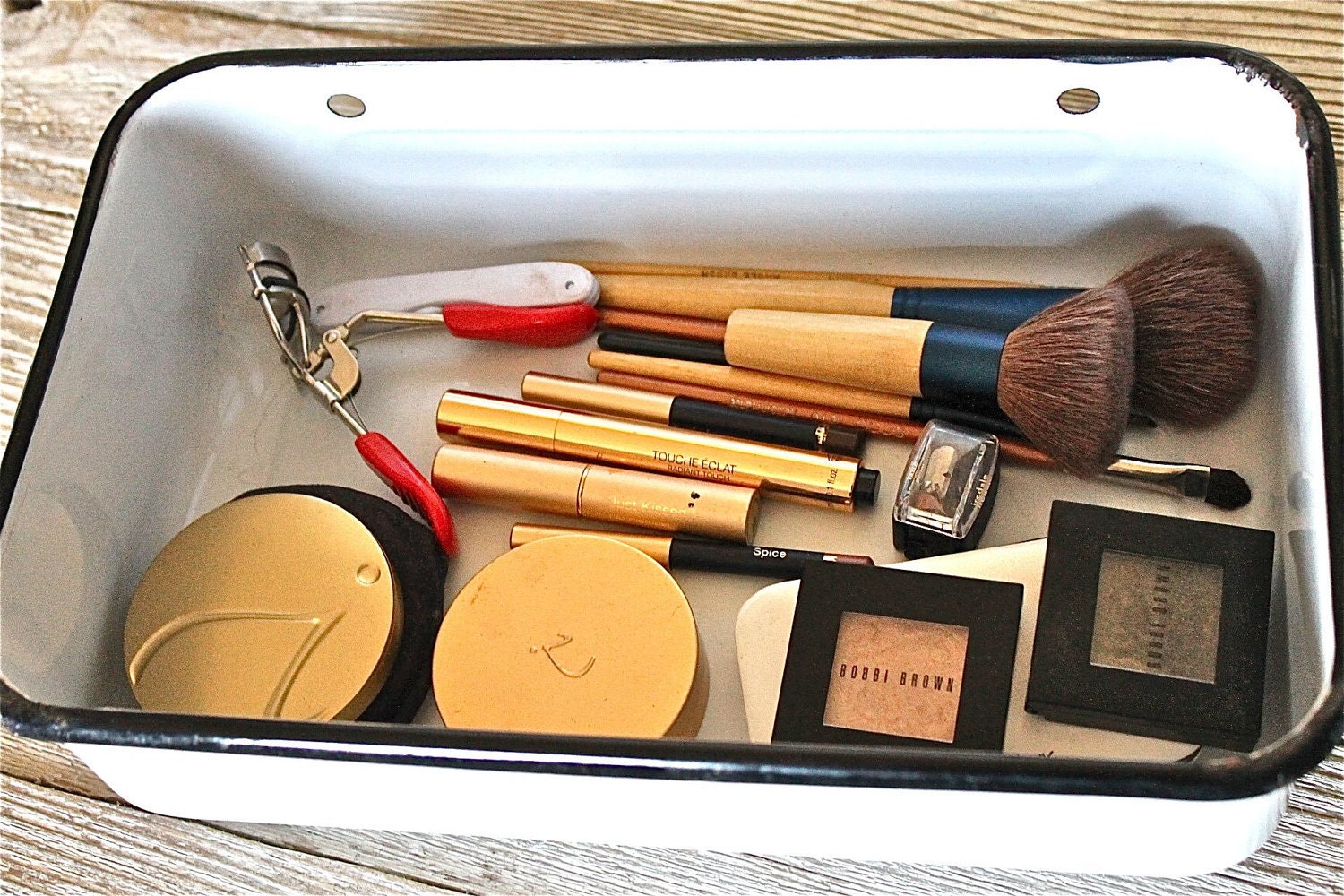 Vintage White Enamelware Box and Lid