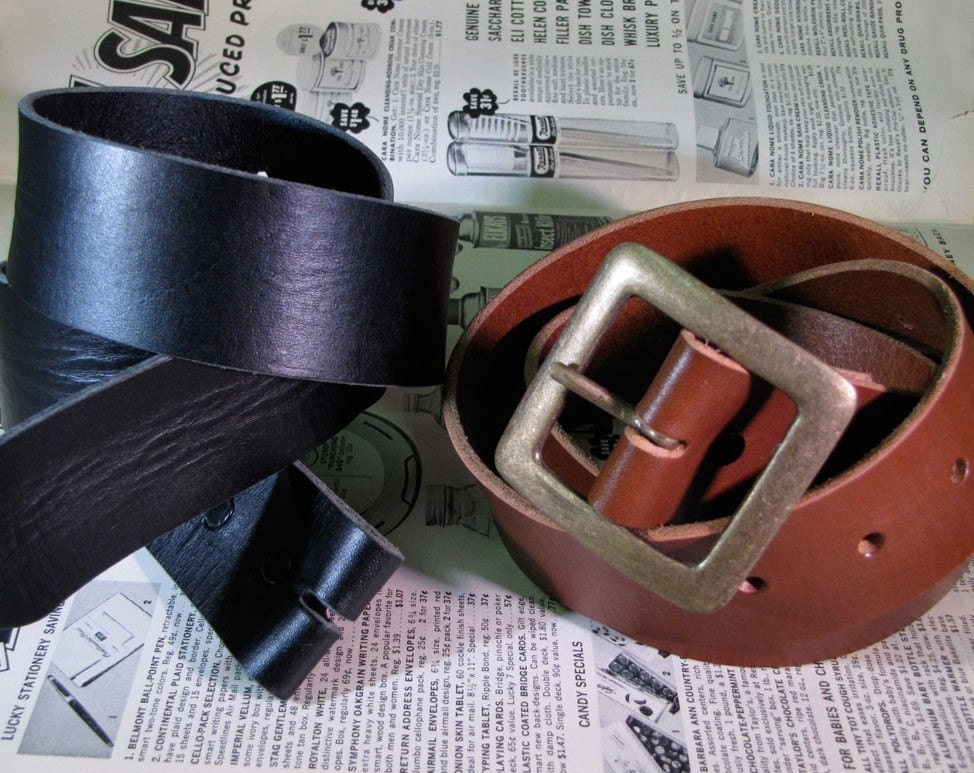 Leather snap belt - Handmade in USA - B100