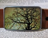 tree portrait belt buckle, vintage inspired
