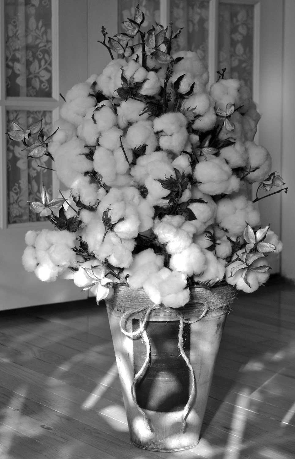 Large Cotton Centerpiece - Natural Cotton Bolls - Raw Cotton - Natural Cotton Branches - Wedding - Home Decor