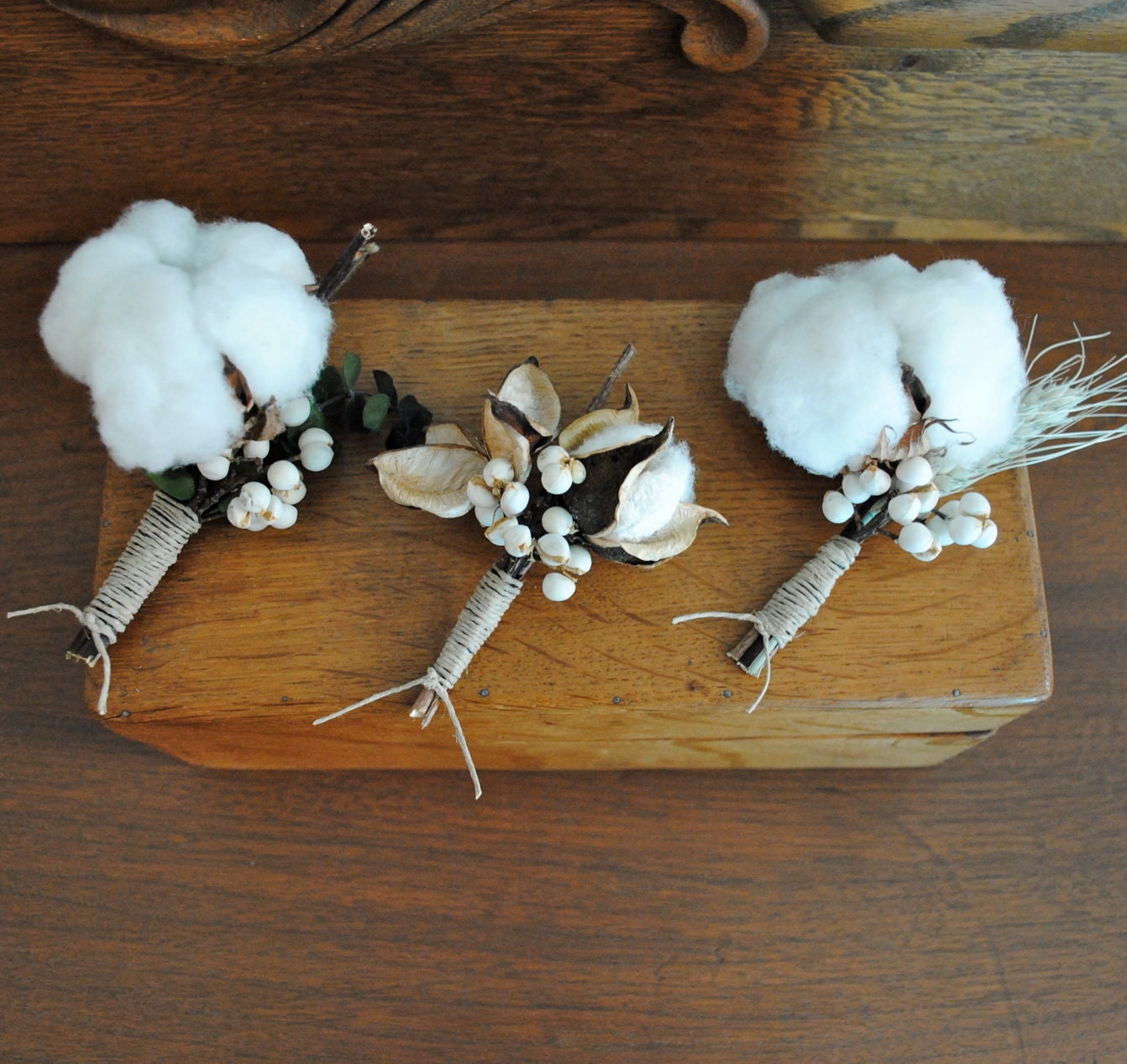 Cotton Boll Boutonniere - Natural Cotton - Raw Cotton - Wedding - Groom - Groomsmen