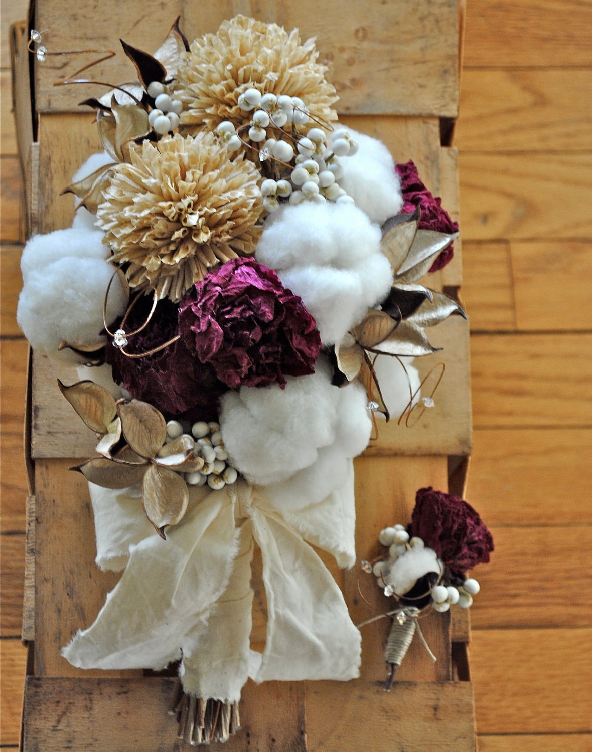 Mixed Cotton Bouquet - Natural Cotton - Raw Cotton - Bridal - Wedding - Bridesmaids - Anniversary - Home Decor - Gift