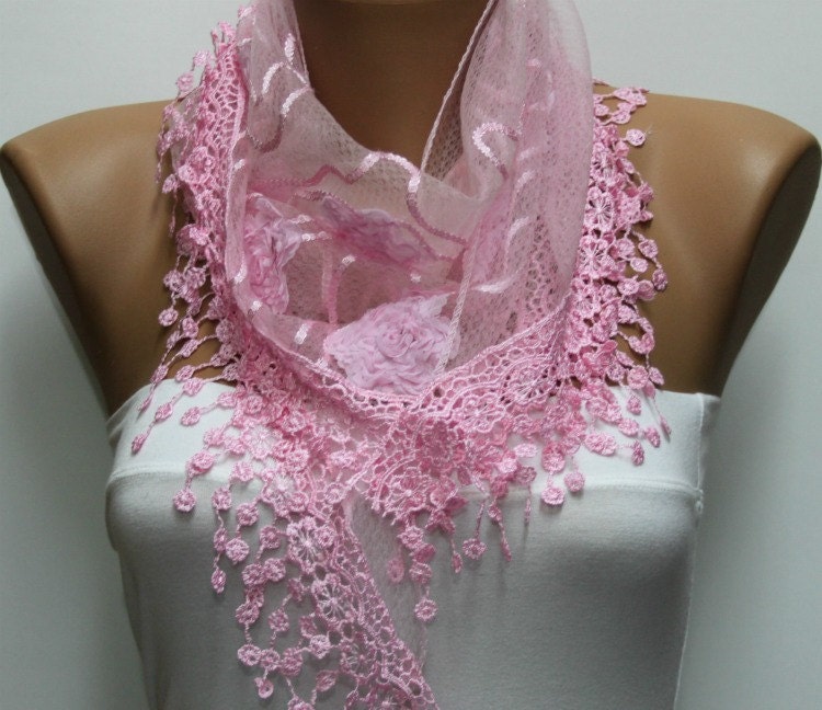 Women Shawl Scarf -  Cowl Scarf Lace Scarf - fatwoman
