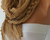 Women Shawl Scarf   Scarf - Cowl Scarf with Lace Edge  -  fatwoman