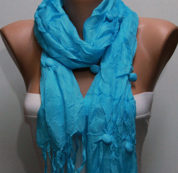 WAS 19, NOW 15 - Turquoise  - Shawl Scarf -  Cowl by Fatwoman