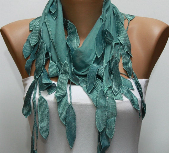 Scarf , Teal Cotton Scarf Headband Woman Necklace Cowl