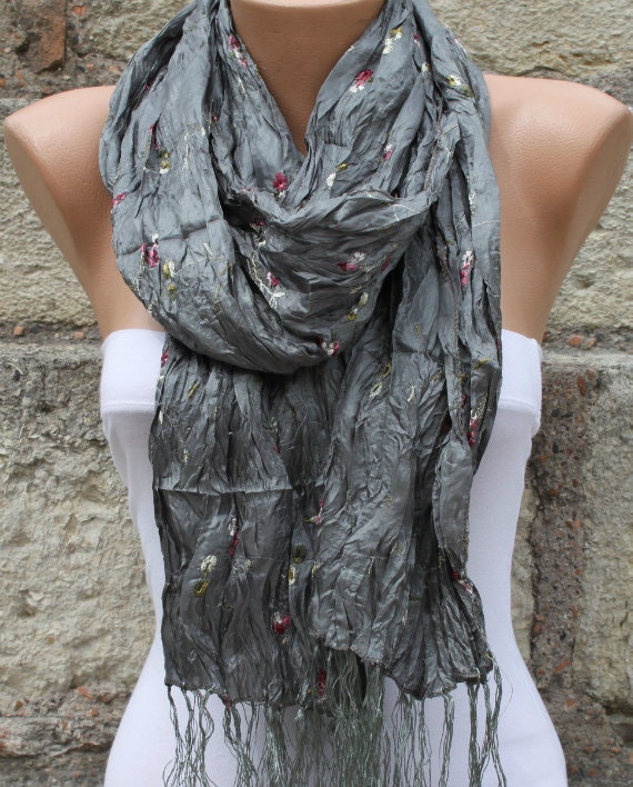 Gray Scarf  - Shawl Scarf -  Cowl Scarf - fatwoman bridesmaid gift