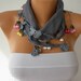 BIG SALE Gray Scarf ,Cotton Woman Cowl with Lace Edge -