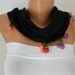 Black Scarf Cotton Scarf Cowl with Lace Edge Gift