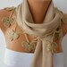 Pashmina Scarf - Cotton Scarf - - Cowl with Lace Edge -Beige ///