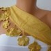 Mustard Scarf - Cotton Scarf - Cowl Scarf - Shawl with Lace Edge - fatwoman
