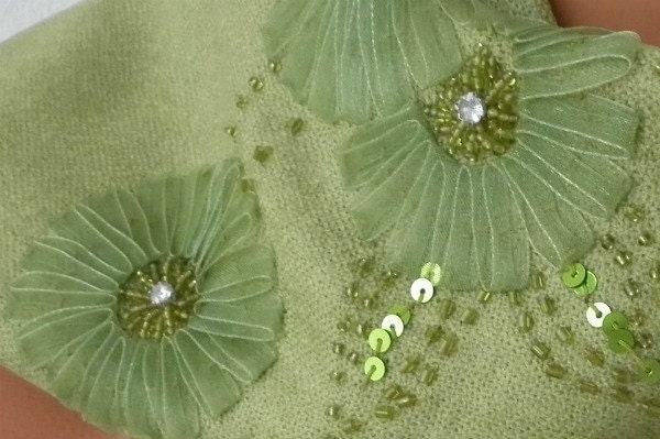 Women Shawl - Scarf - Cowl - Neckwarmer - Sequin - Grass Green