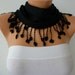 Women Pashmina  Scarf  - Cotton Scarf - - Cowl with Lace  Edge - Black - fatwoman