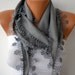 Silver Scarf -  Pashmina Scarf  - Cowl with Lace Edge